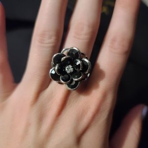 Black Rose Adjustable Ring